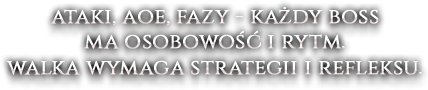 Ataki, aoe, fazy - każdy boss ma osobowość i rytm. walka wymaga strategii i refleksu.