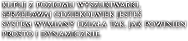 Kupuj z poziomu wyszukiwarki, sprzedawaj gdziekolwiek jesteś system wymiany działa tak, jak powinien prosto i dynamicznie.